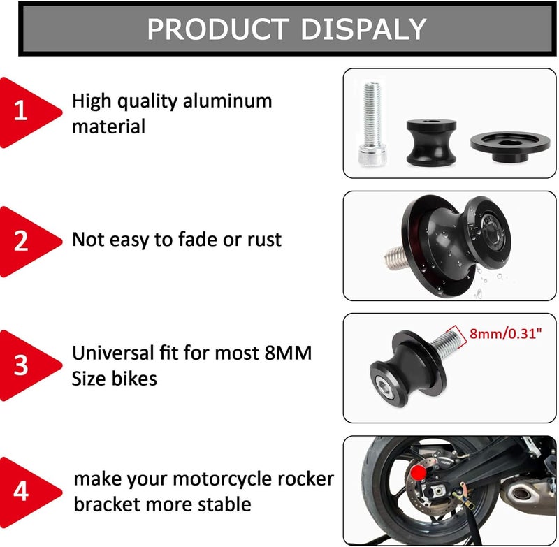psler 8MM M8*1.5 منزلقات ذراع التبديل العالمية للدراجات النارية براغي قاعدة ذراع التبديل CNC لدراجات Z650 Z800 Z900 Z1000 CBR1000RR CBR 250R CBR 600RR GSXR750 GSXR1000 S1000RR (أسود) - Image 4